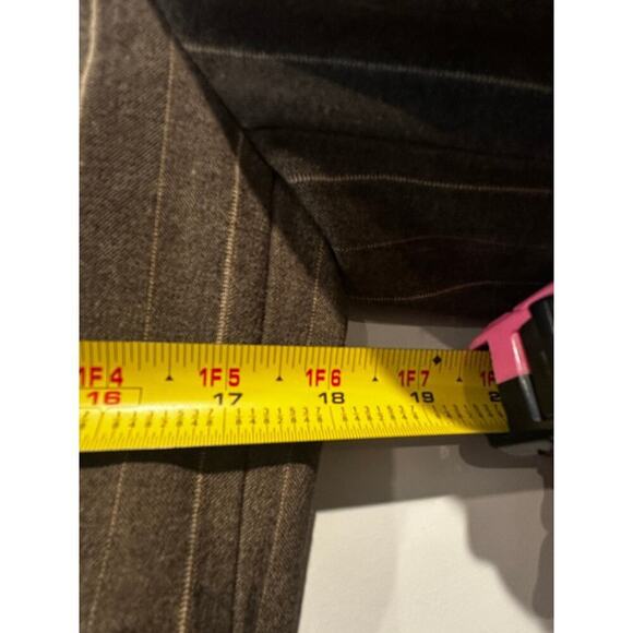 Size 8 Blazer Pleated Skirt Suit Set Brown Striped Career Office Siren Boardroom - Picture 12 of 14